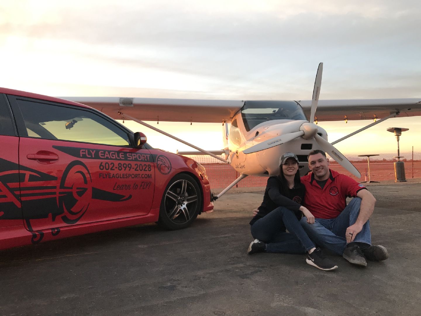Tyler and Valerie Sepp, owners of Fly Eagle Sport, at KGEU Glendale Regional Airport