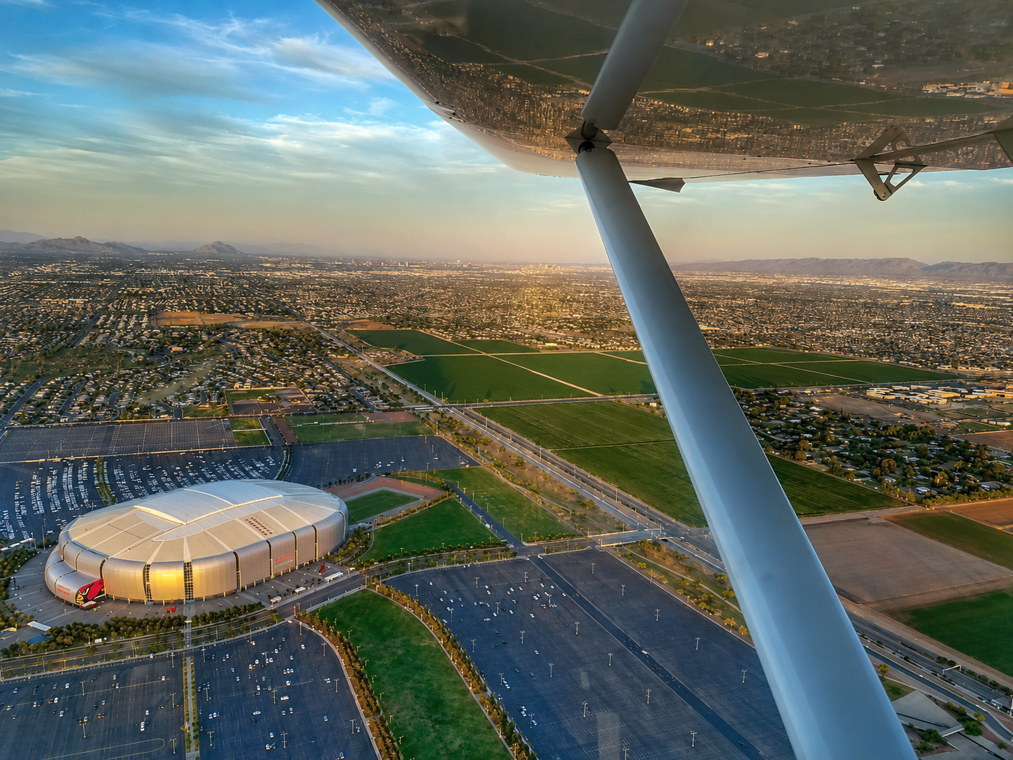 Aerial view of Phoenix Valley from a Fly Eagle Sport training flight