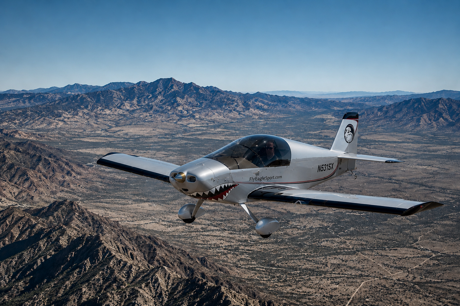Sonex experimental sport aircraft in flight over Arizona